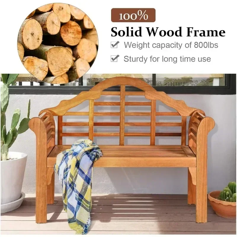 Outdoor Eucalyptus Wood Folding Bench,4 Ft Foldable Solid Wood Garden Bench,Two Person Loveseat Chair for Garden, Patio