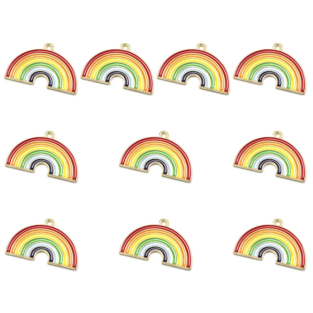 

10Pcs Colorful Rainbow Pendant Charms Alloy DIY Necklace Bracelet Making Jewelry Accessories Cartoon Fashion Set