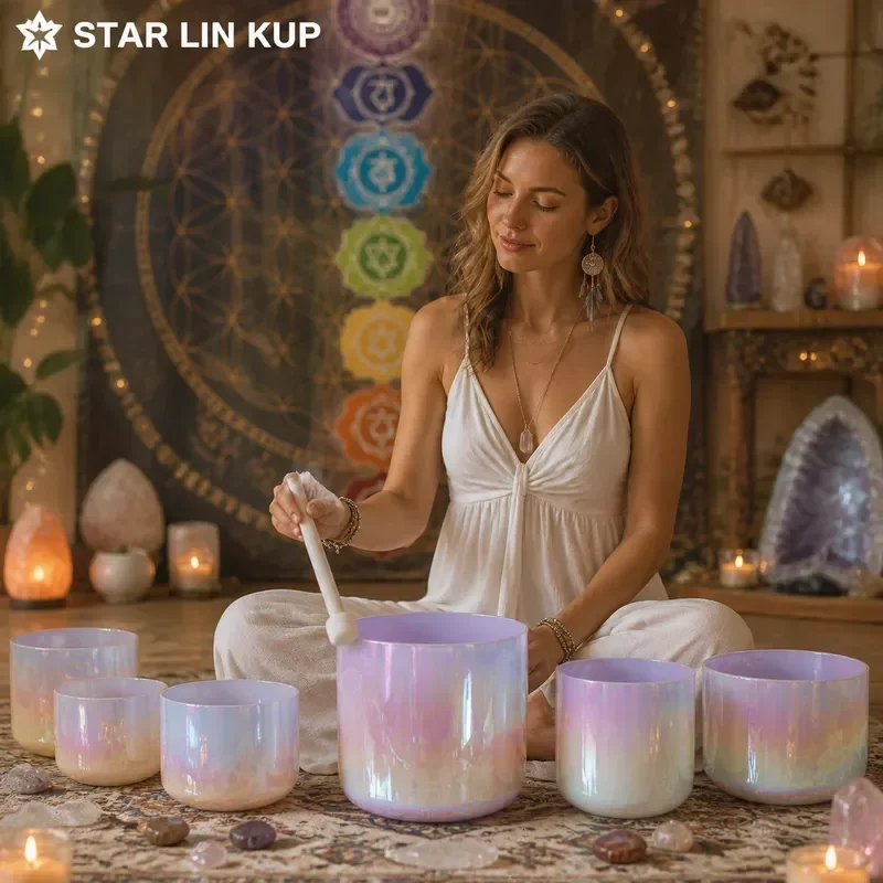 STAR LINKUP 2026 Thickened Purple Taro Crystal Singing Bowl, 432Hz Chakra Sound Healing Meditation Bowl Customizable