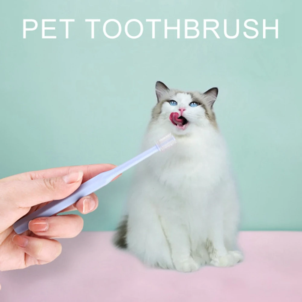 Pet Toothbrush 360Degree Brush Head Full Surround Bristles for Dog Cat Teeth Cleaning Dental Care for Puppies Cats Small Pets