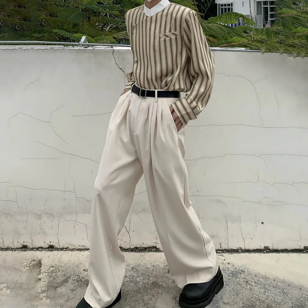 

Mens Trousers Business Solid Color Casual Trousers Autumn British Simple Commuting Retro Straight Pants Men'S Clothing 2024