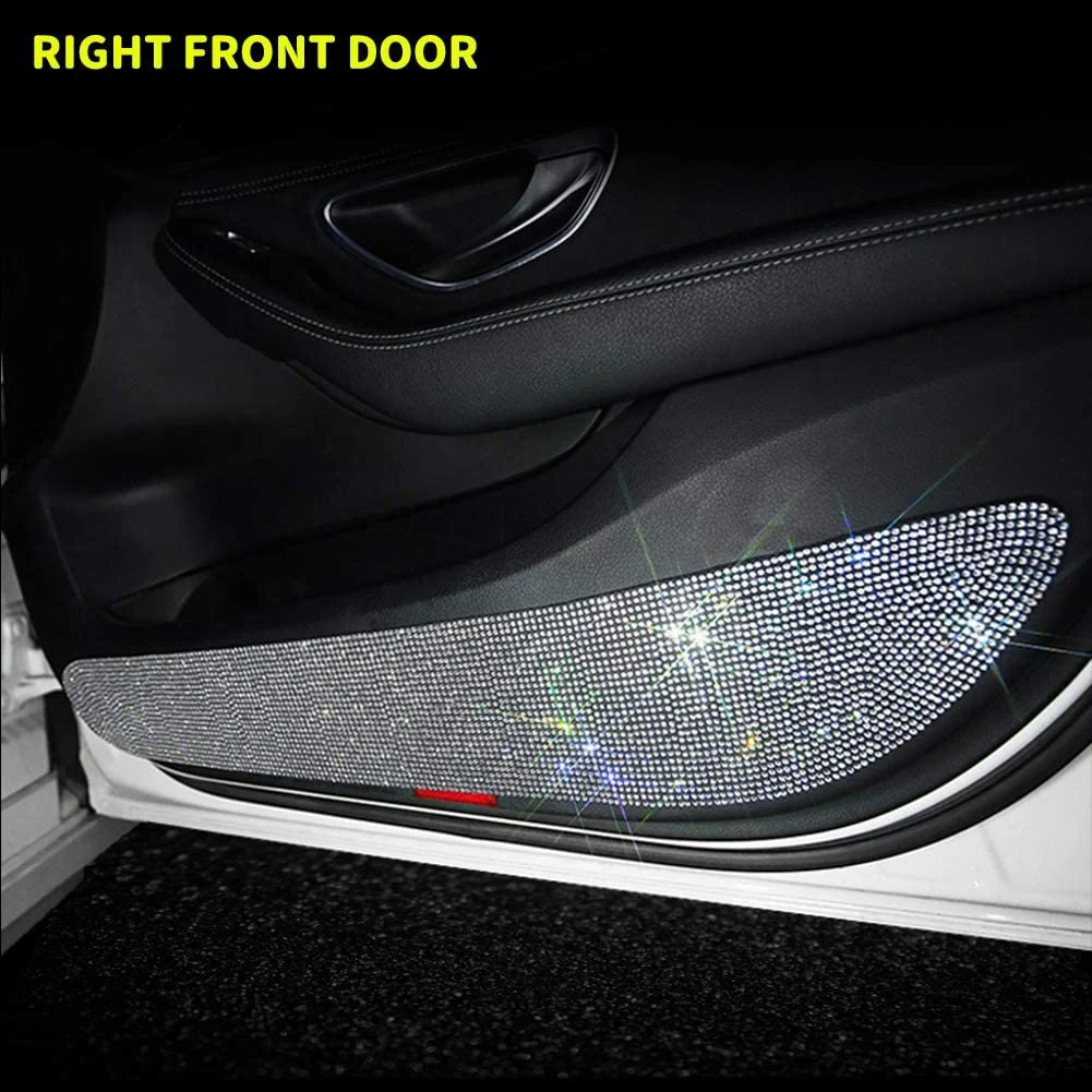 Car Door Anti-Kick Pad Crystal Diamond Door Protective Pad Anti-Kick Dirty Stickers Anti-Collision