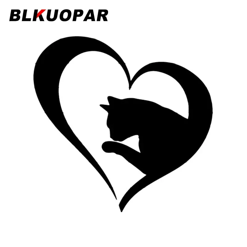 

BLKUOPAR Cat Licking Heart Shape Funny Car Stickers Vinyl Waterproof Decal Creative Bumper Air Conditioner Car Lable Graphics