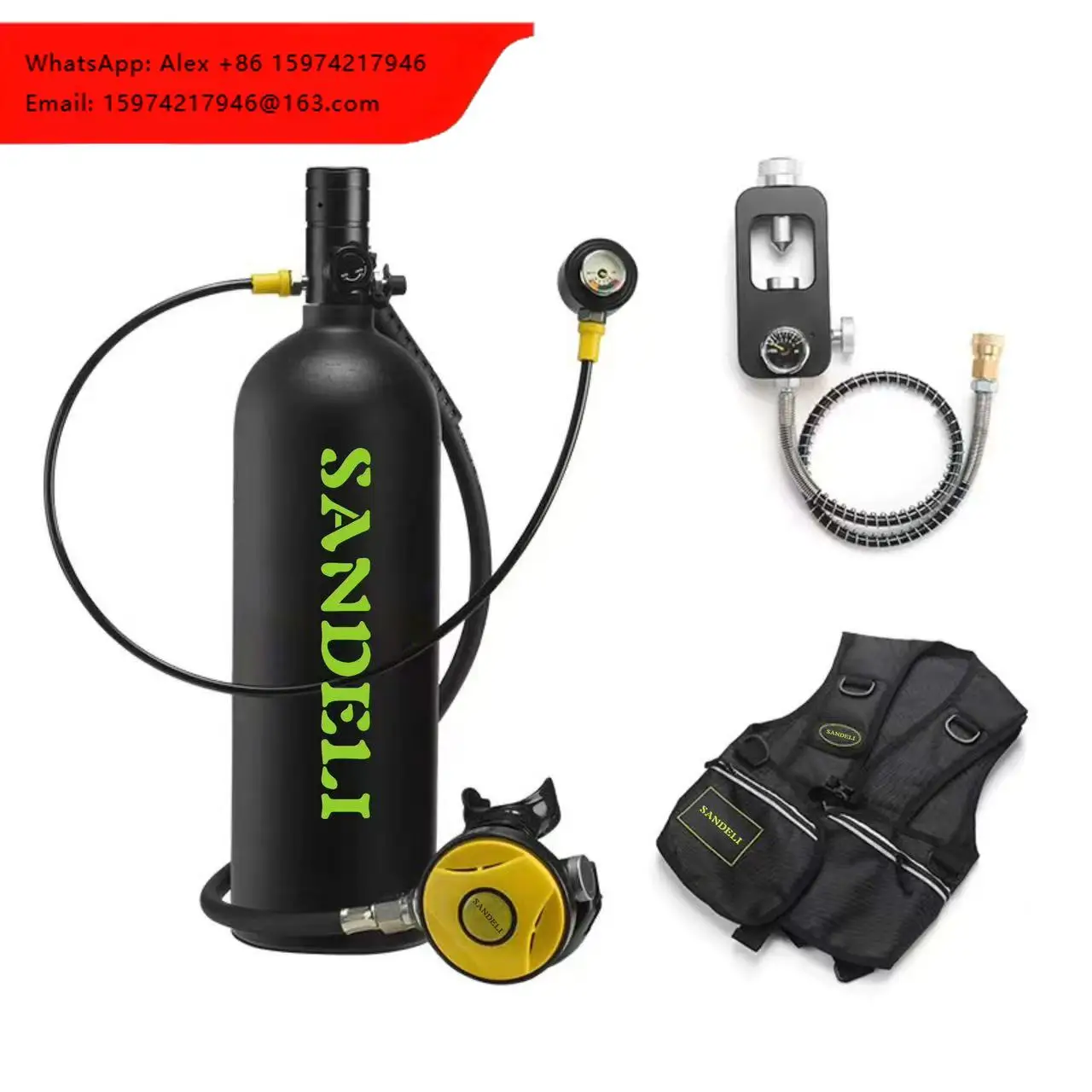 2L High Pressure Compressed Air Aluminum Snorkeling Scuba Diving Underwater Tank Set CE Certified