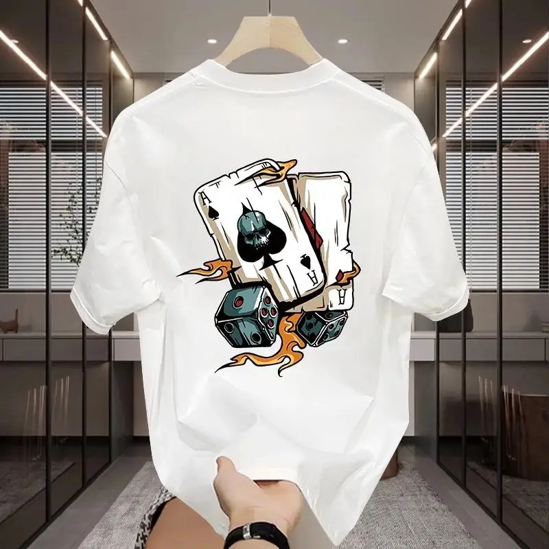 

Summer Men's 100% Pure Cotton Print Black Ace Cat Round Neck T-shirt Clothes Size S-4XL Motorcycle Tees Top Unisex