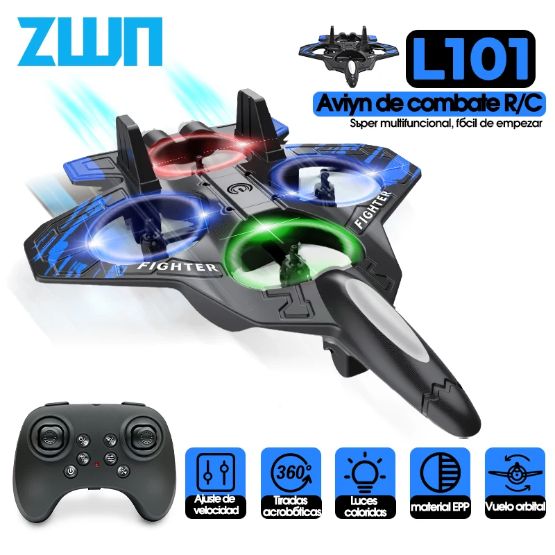 L101 RC Foam Airplane Glider Flying 2.4G With LED Lights EPP Stunt Remote Control Foam Fighter Plane Toys For Kid Gift