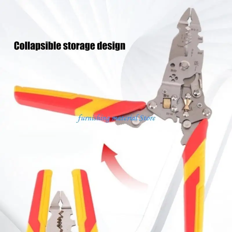 

Y5GD 15 in 1 Foldable Wire Stripper Multifunctional Crimper Cable Cutter Pliers Tool