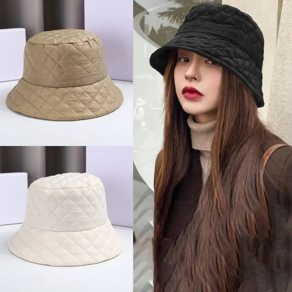 Cute Waffle Fisherman Hat Solid Color Warmth Basin Hat Ultra Light Cold Resistance Panama Caps Travel