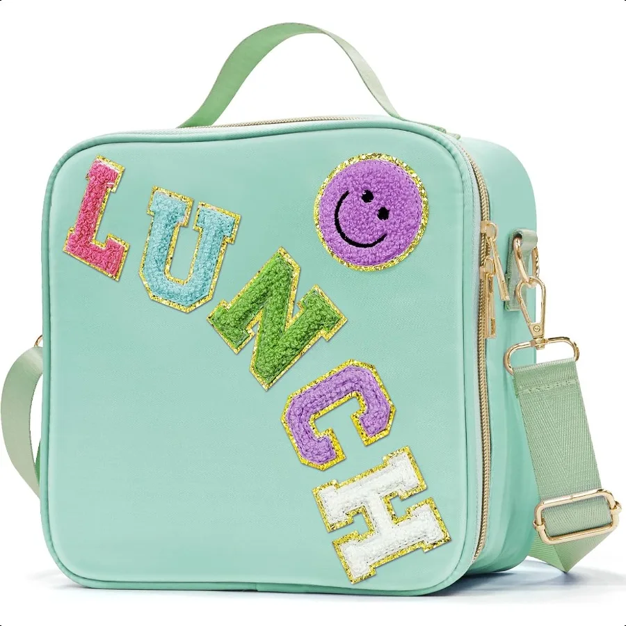 

Insulated Lunch Bag Women Lunch Box for Teen Girls Boys Cute Preppy Lunch Boxes With Adjustable Shoulder Strap Waterproof Nylon
