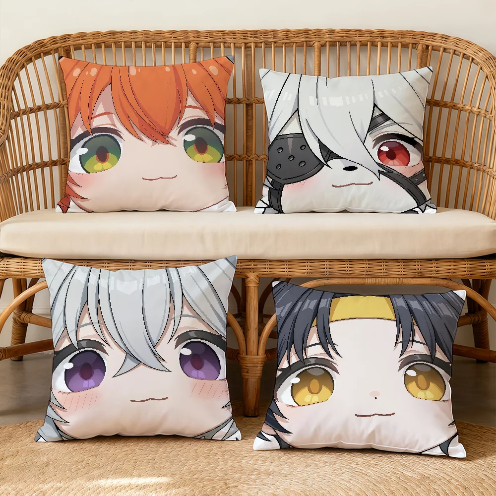 Zenless Zone Zero Face Q-version Game Cushion Cover Square Decorative Throw Pillow Case Sofa Bed Living Room Anniversary Gifts