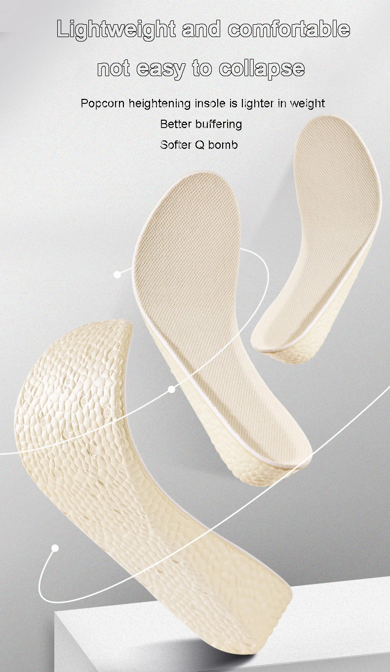 Insoles for Shoes Breathable Heighten Heel Insert Pad Cushion Unisex Height Increase Insole Boost Man Women's Shoes Sneakers New