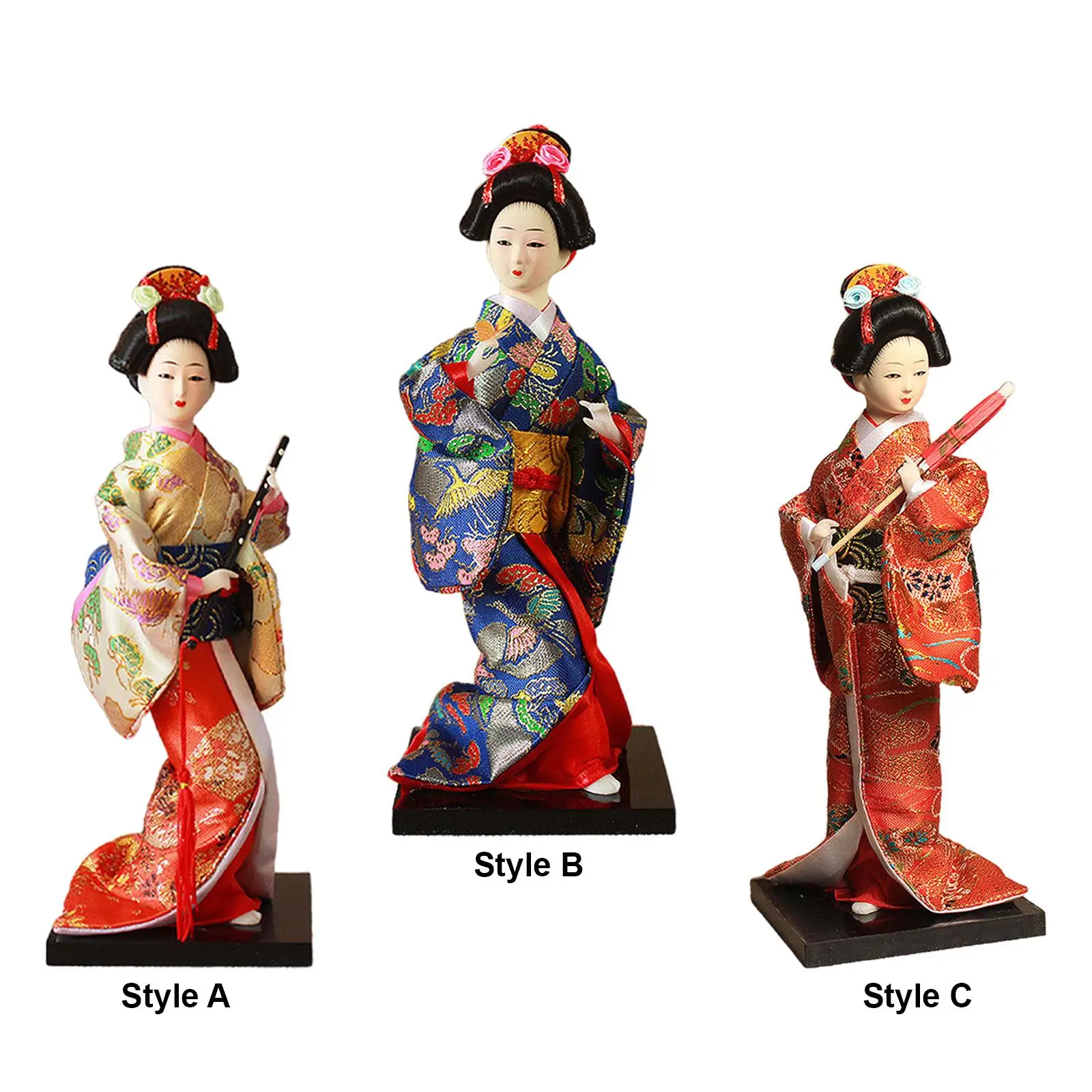 Ethnic Japanese Geisha Dolls 9 inch Handicraft Vintage Style Decor Traditional