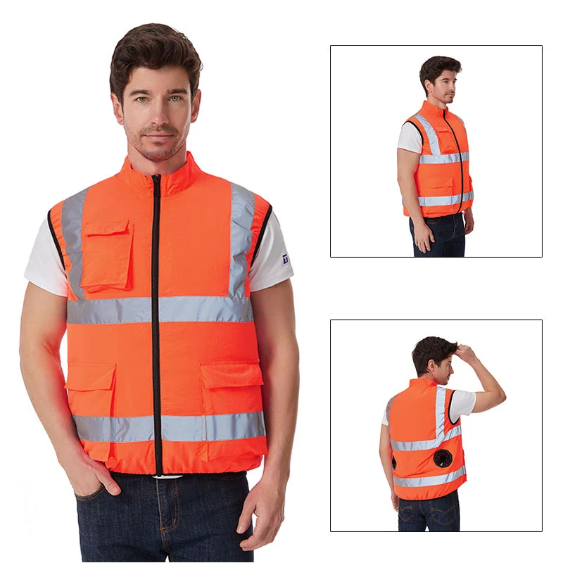 USB Cooling Vest For Men Women Summer Ice Cooling Fan Jacket 5V Portable AC Work Vest Reflective Stripe Hiking Fishing Outdoo