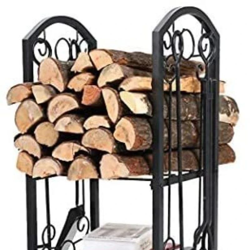 

Wrought iron wood storage rack, firewood rack, stacking storage