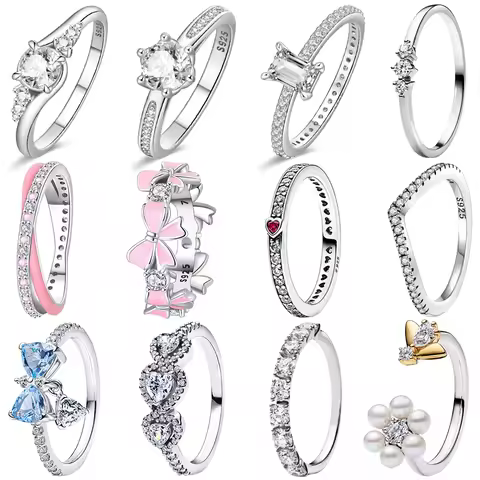 Sparkling Solitaire Elegant Ring 925 Silver Pink Wedding Cut Stone Bridal Couple Heart Shaped Gem Casual Daily Fine Jewelry Gift