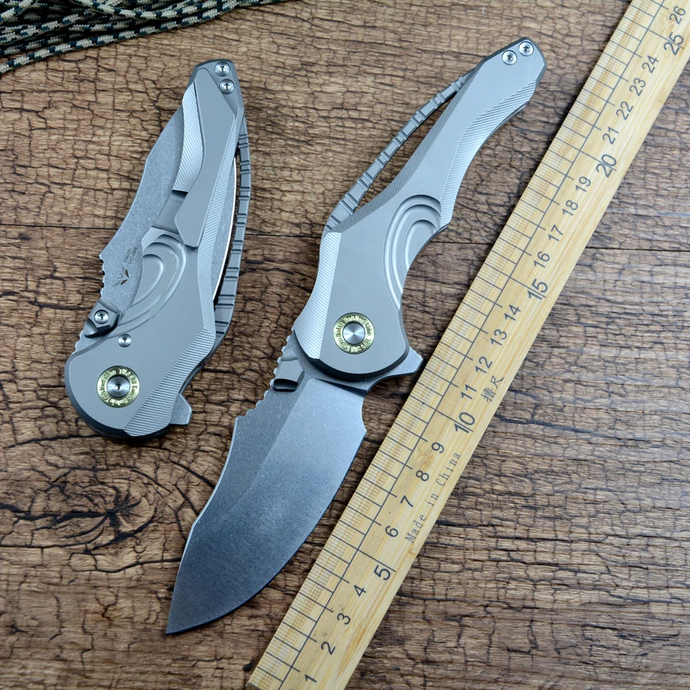 

TWOSUN TS605 Складной нож 14C28N Лезвие Керамическая шайба шарикоподшипника TC4 Титановая ручка Открытый Кемпинг Охота