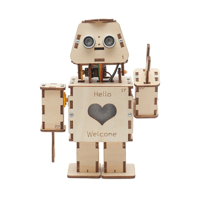 Programmable Dual Intelligent Programmable Welcome Robot Kit - DIY Science Experiment For Youth, STEAM Education Model