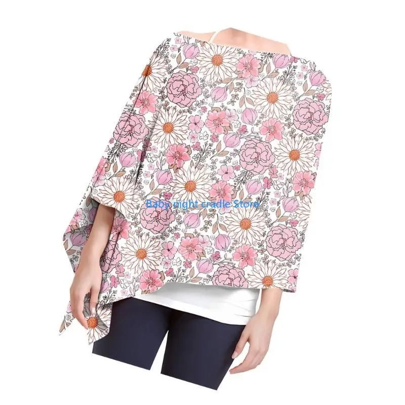 J2FF Breathable Privacy Nursing Cover Baby Feeding Blanket Apron with Printed Pattern