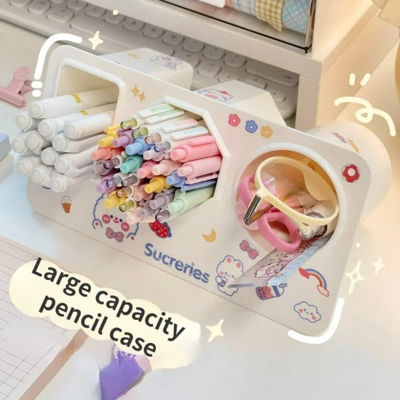 Ins Desk Pen Holder Organizer Free Punch Desktop Cute Storage Rack Desk Stationery Storage Box Tableside Pencil Box New