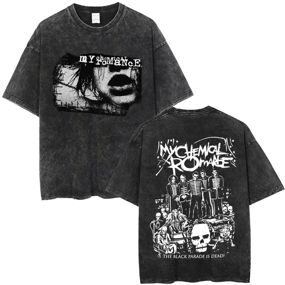 

Washed Vintage My Chemical Romance The Black Parade Is Dead T-shirt Men Women Parade Punk Emo Rock Band Short Sleeve T Shirts