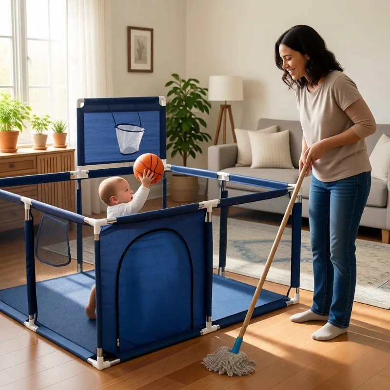 IMBABY Baby-Laufstall, 50 x 50 Zoll, Spielzaun für Babys und Kleinkinder, Baby-Laufstall für drinnen und draußen, Aktivitätszentrum, Spielzaun
