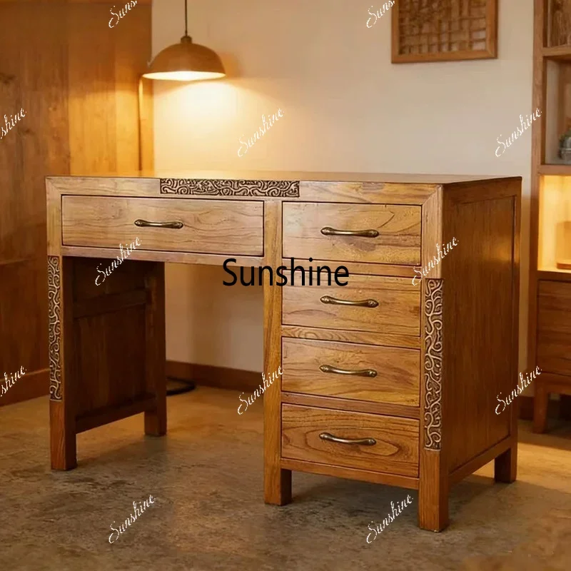 Modern Chinese-style solid wood desk, writing desk, new Chinese-style office deskTJ