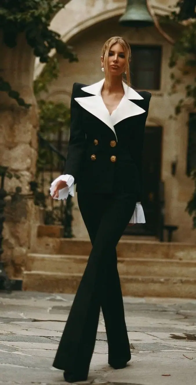 Unique Designer Women Blazer Sets 2 Pieces Peaked Lapel Formal Wedding Tuxedos Prom Dress Custom Made Long Dress