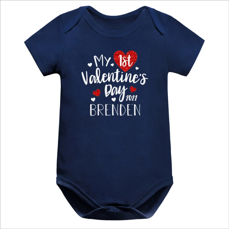 My First Valentine's Day 2022 Baby Girl Outfit Red  Personalized Toddler Girl Outfits Boy Valentines Day Bodysuit Cotton Gift