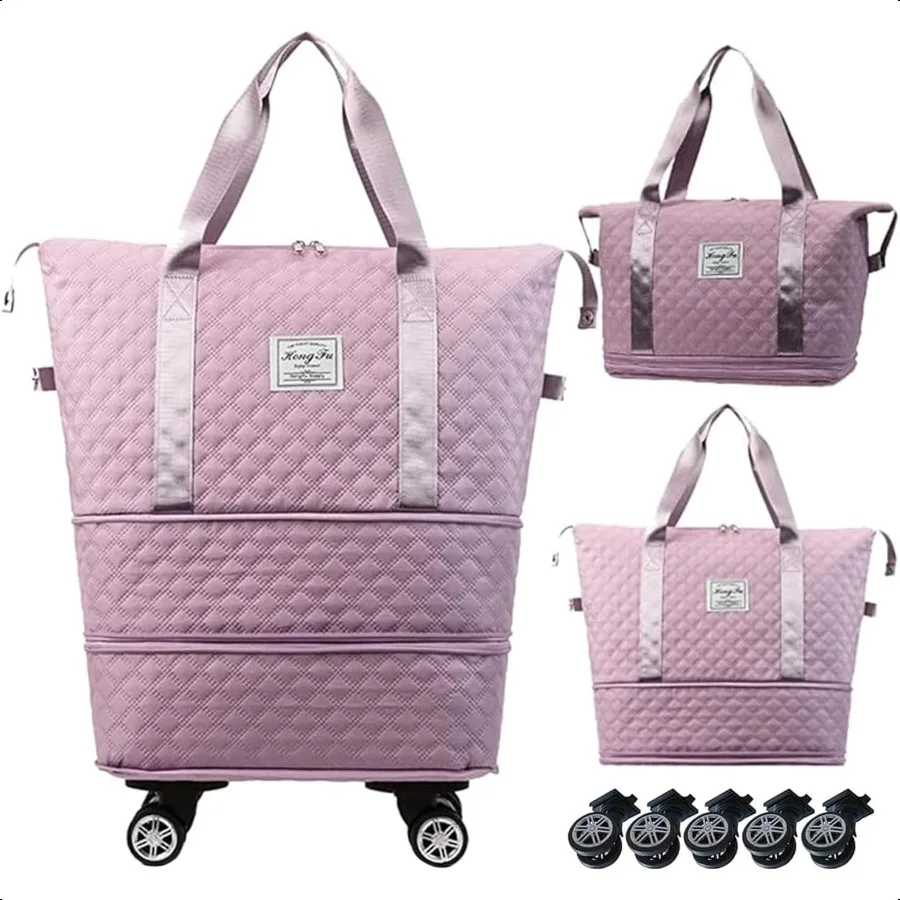 

Expandable Foldable Wheeled Travel Duffle Bag Detachable Rolling Wheels Carry On Gift