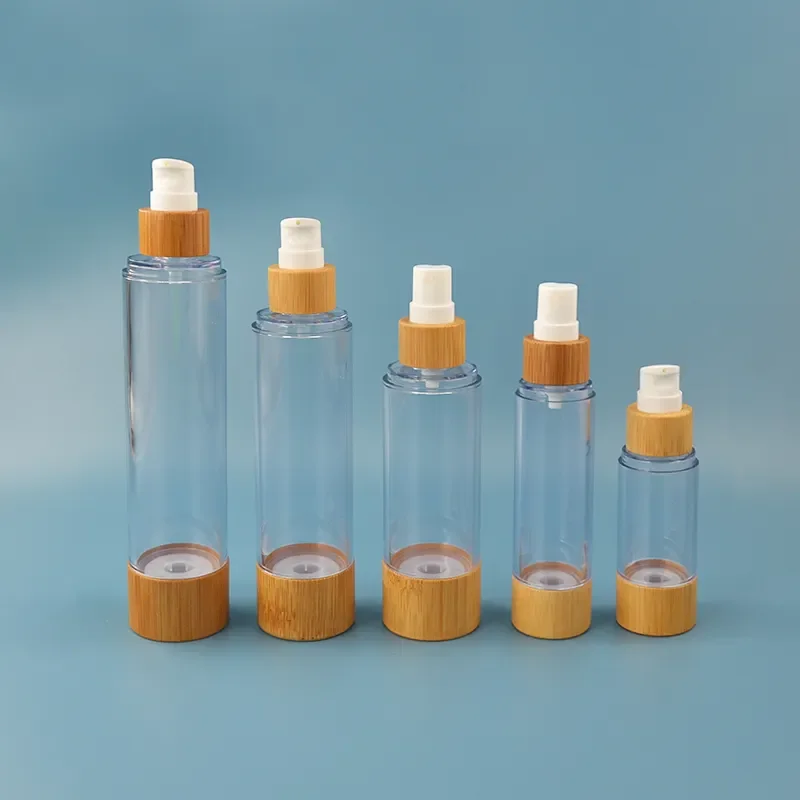 

15ml 20ml 30ml 50ml 80ml 100ml 120ml Bamboo Cosmetic Packaging Airless Lotion Spray Pump Bottles for cream flacon SkincareVaccum