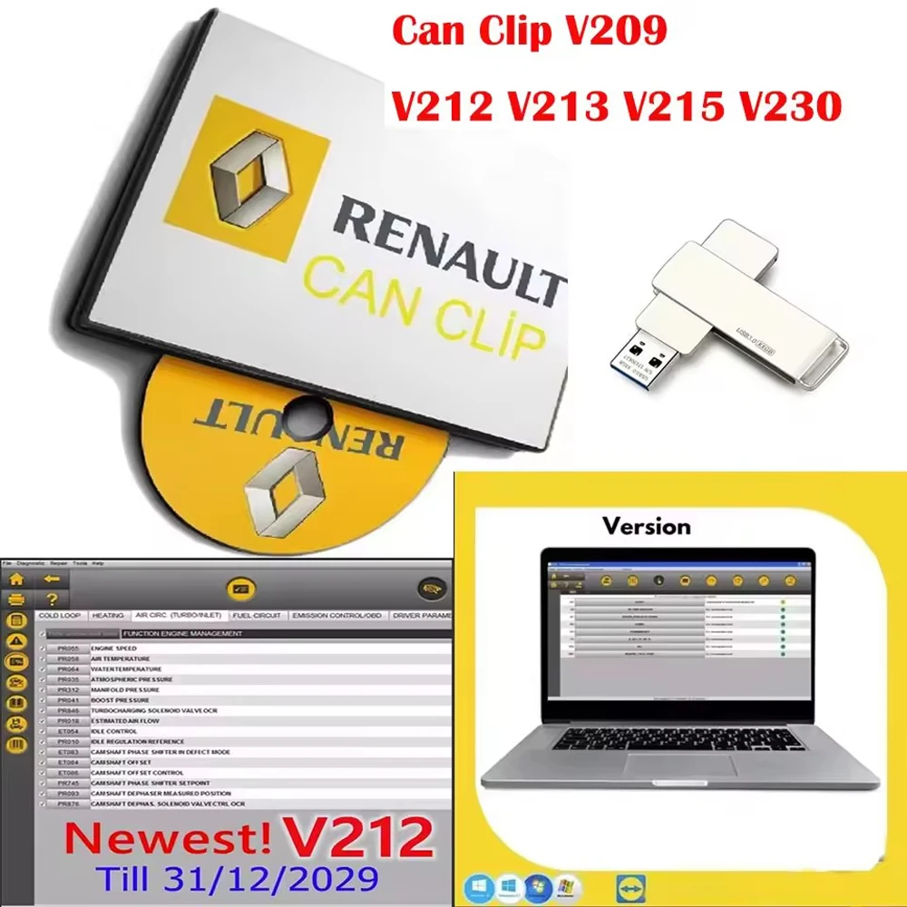 

2015 Lates car V215 V213 V212 V211 V209 V230 For Renault Can Clip Diagnostic Free Gifts+Reprog V191+Pin Extractor Dialogys V4.72