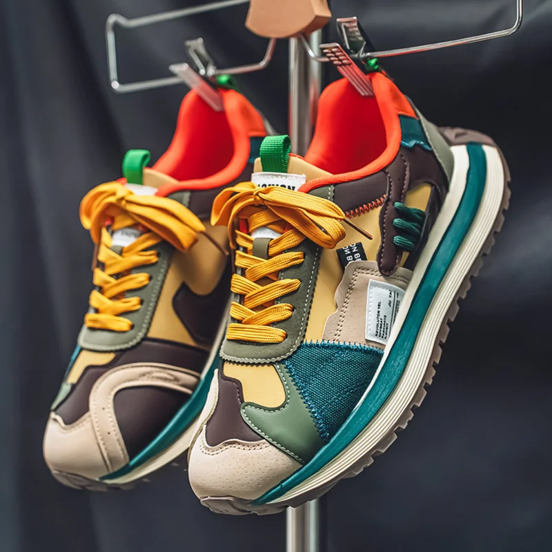 

Модельер Мужская обувь Harajuku стиль Повседневные кроссовки на платформе Мужские трендовые массивные кроссовки Уличная спортивная обувь для бега Прогулочная обувь