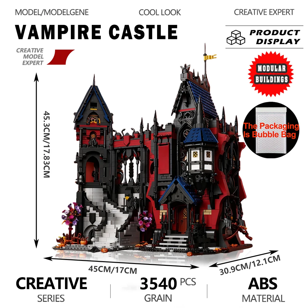 

Ретро готический замок вампира, модель строительных блоков, креативный модуль призрака, наборы для сборки, кирпичи, игрушки для детей, рождественские подарки