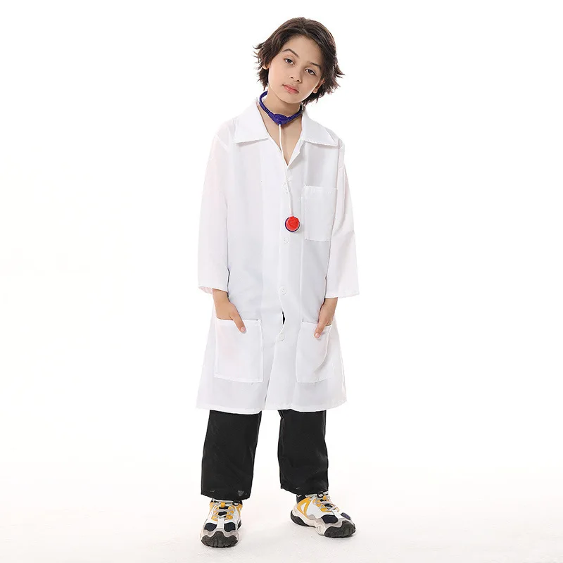 Doctor and Nurse Costume for Kindergarten Role-Playing Performance Outfits Pretend Play White Lab Coats Halloween view 3