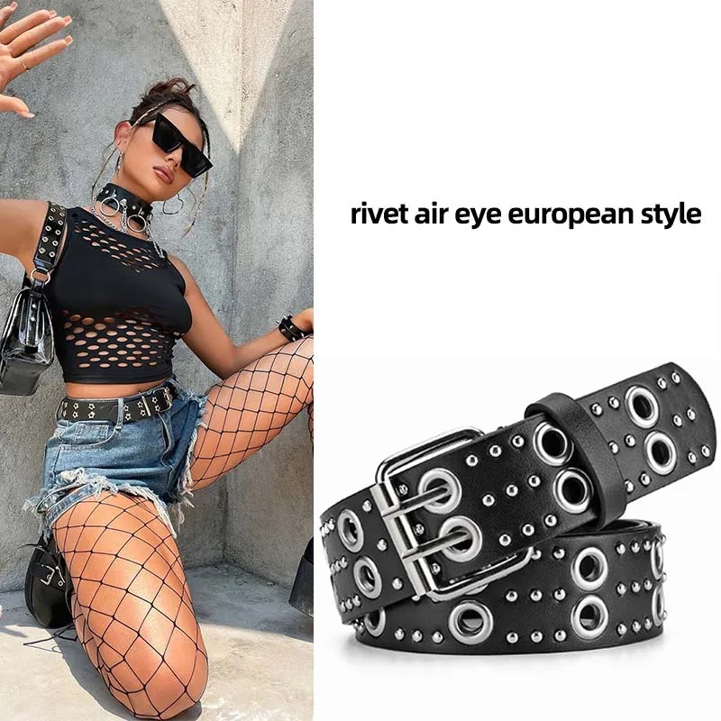 

Fashion Personalized Decoration Waistband Women's Belt Punk Rivet PU Belt for Ladies Leisure Dress Jeans Clothing Accessories