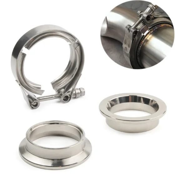 Modified exhaust pipe turbine connection throat hoop Stainless steel V-BAND clamp 2-6 inch V-shaped hoop with flange