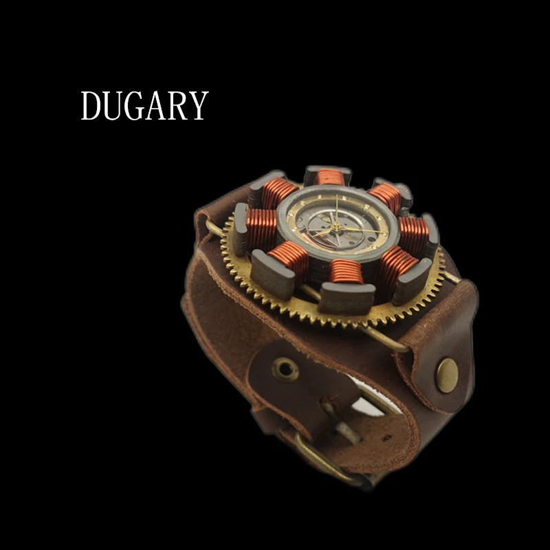 DUGARY Trend Men\'s Watch Quartz coil original Steampunk Waterproof Men Watches Business Japanese movement cowhide strap