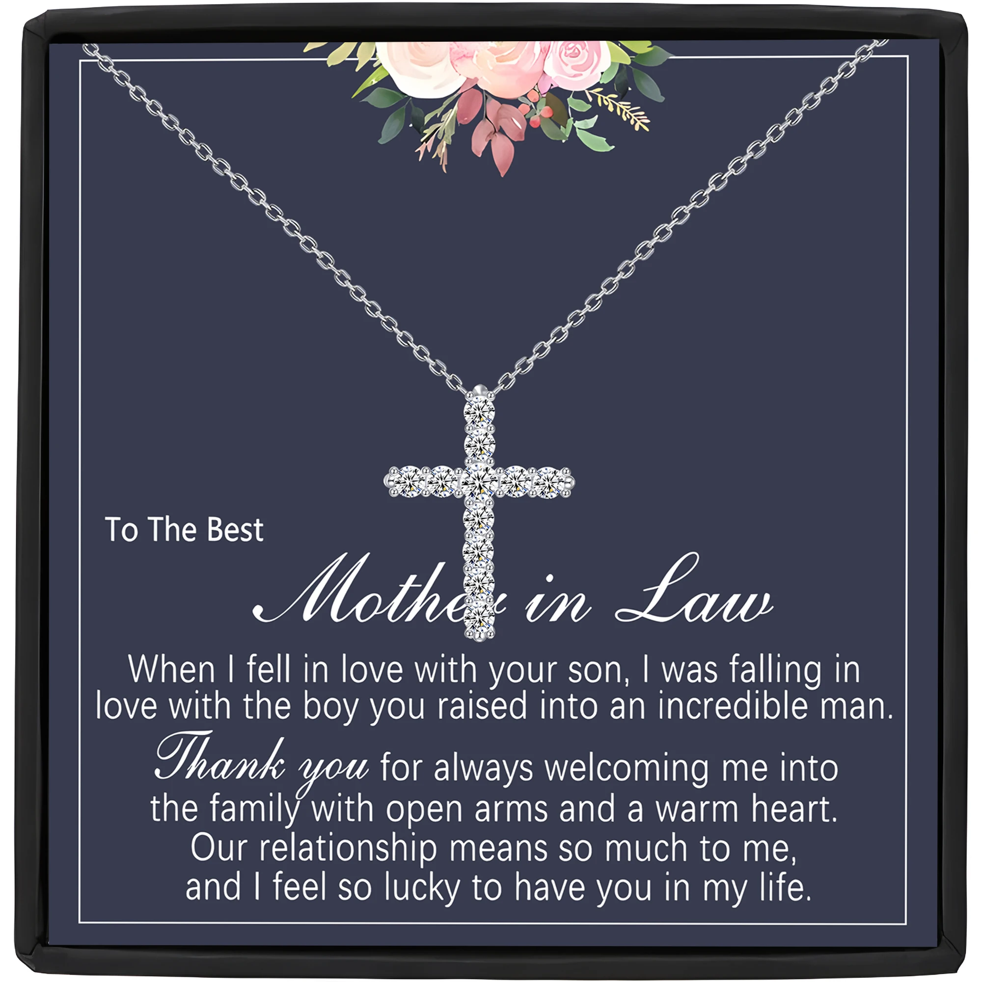 Gift box set of cross necklace, women's necklace, Mother's Day gift for boyfriend's mother, mother-in-law, groom's mother