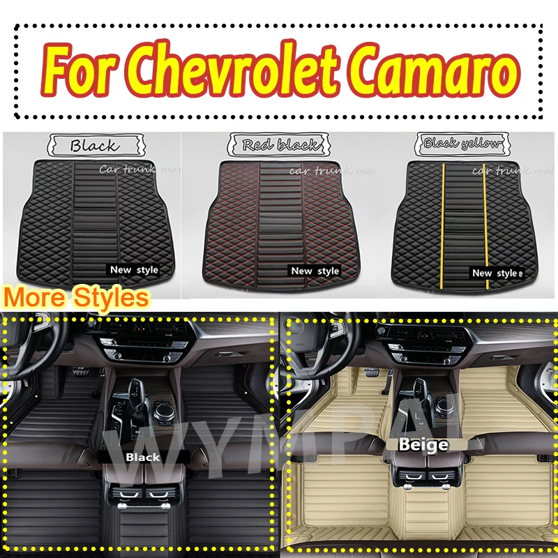 

Luxury Custom Automotive Car Floor Mats For Chevrolet Camaro 2010 2011 2012 2013 Auto Luxury Leather Men Women Car Mats Full