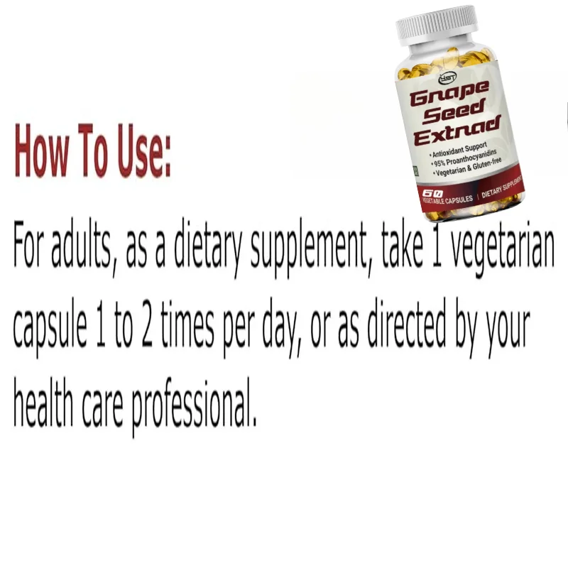 400mg Grape Seed Extract, Containing 95% Anthocyanins, Natural Non GMO Antioxidant Supplement
