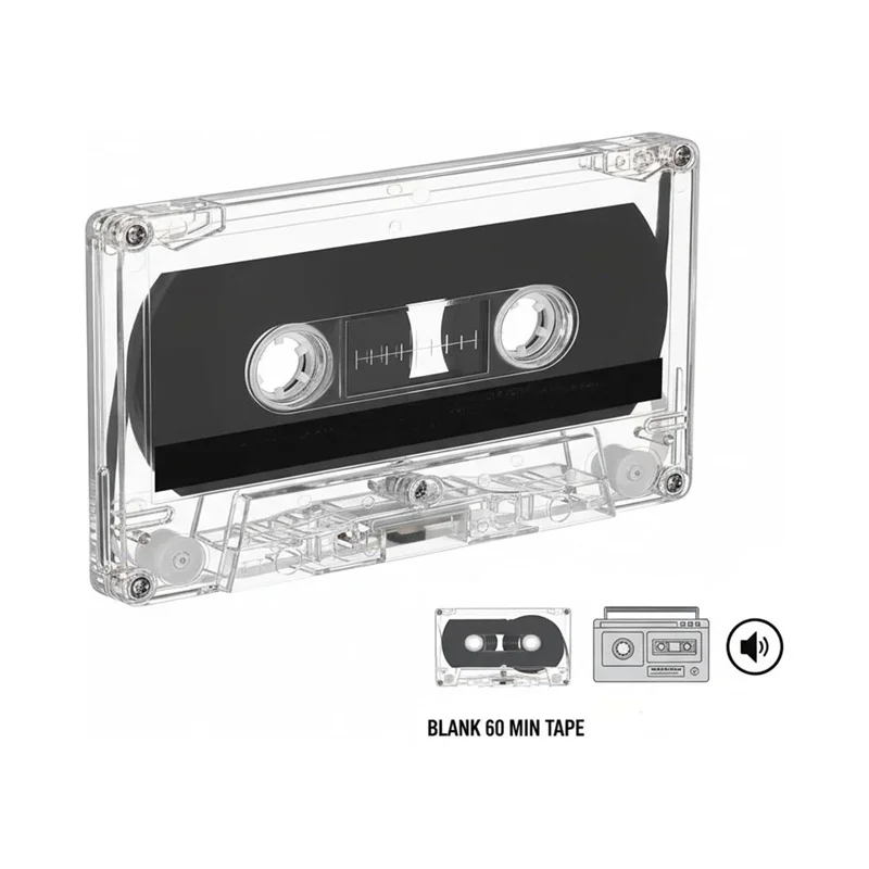 2 cassettes vierges durables de 60 minutes, design rétro, pour l'enregistrement audio, l'enseignement, le bricolage, les messages de fête, les discours et le stockage de musique