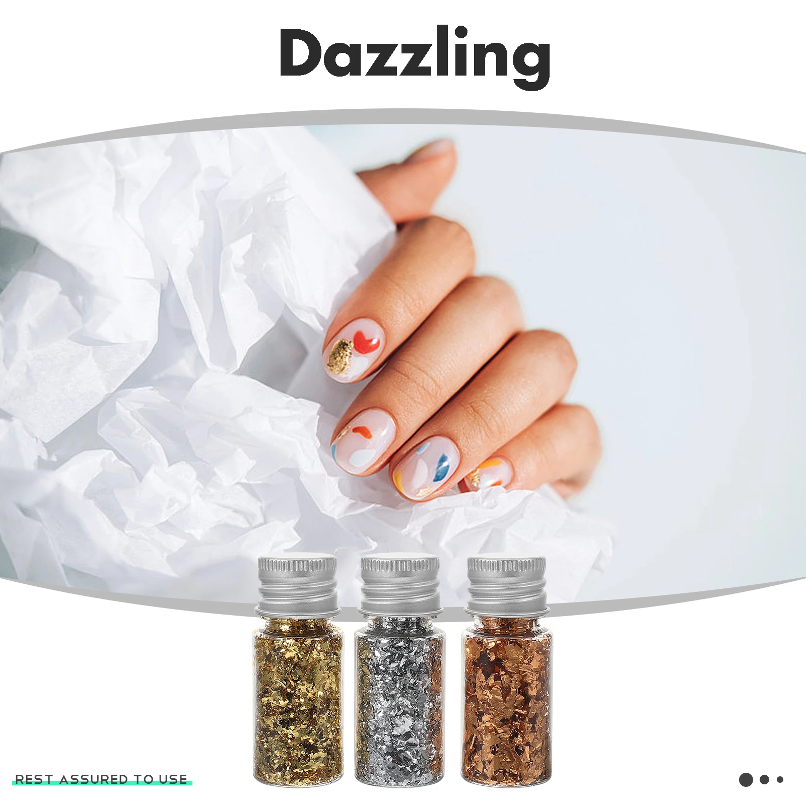 

1 Set Of Gold Foil Flakes Nail Art Decorative Foil Paper Craft Glitter For DIY Nail Decorations