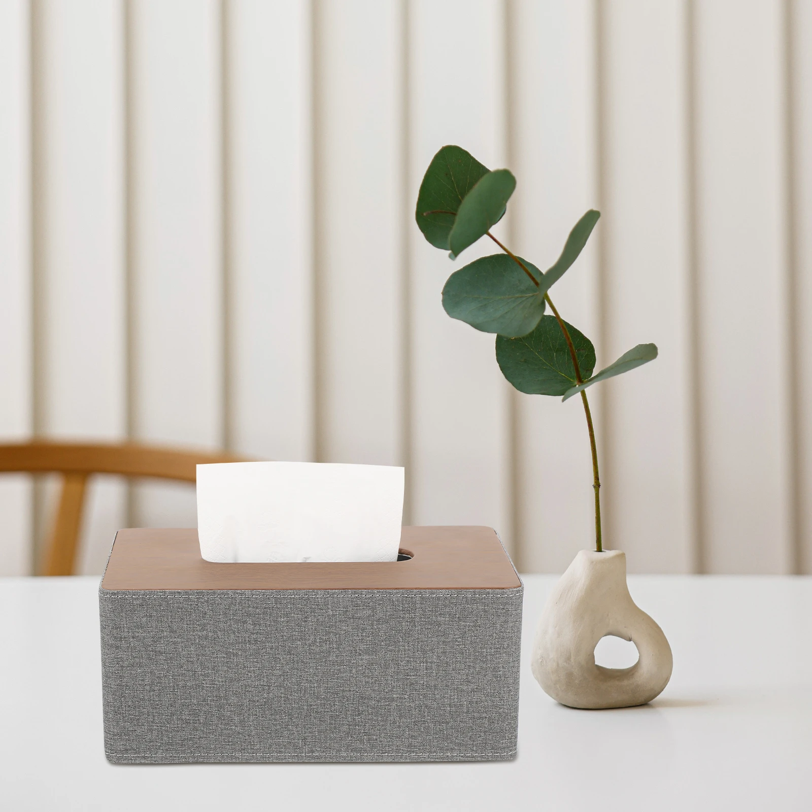 

Linen Tissue Box Cover Rectangular PU Holder Paper Towel Dispenser Napkin Storage Case Household Decor