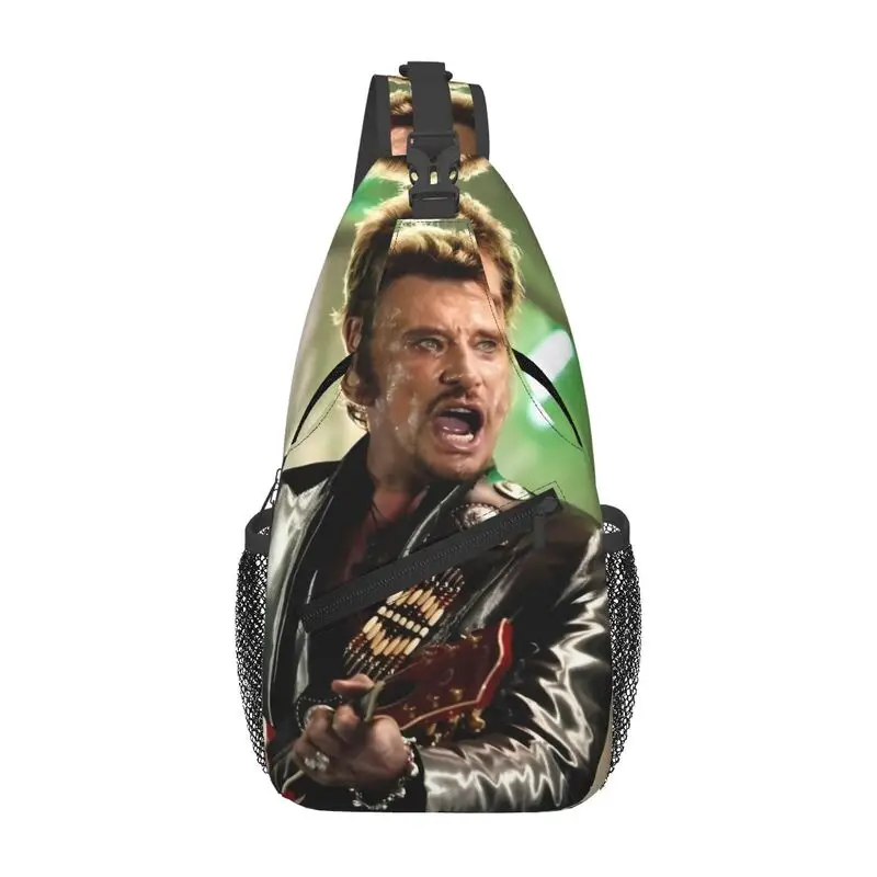 

French Singer Rock Music Johnny Hallyday Sling Chest Crossbody Bag Men Casual Shoulder Backpack for Camping Biking