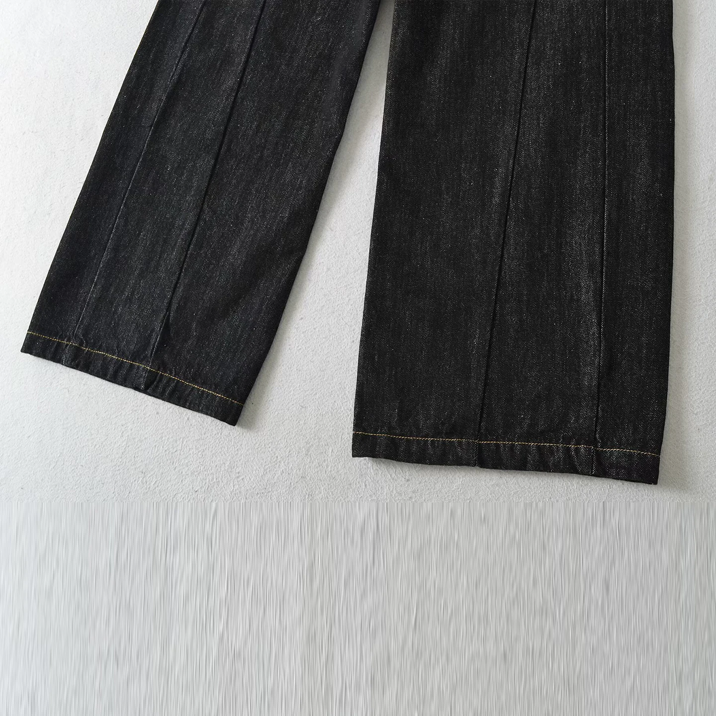 منخفضة الخصر اللون الأصلي الموز السراويل العمل مطوي الدنيم عادية Sle المرأة Faion الخريف جديد وصول الجينز السراويل الطويلة