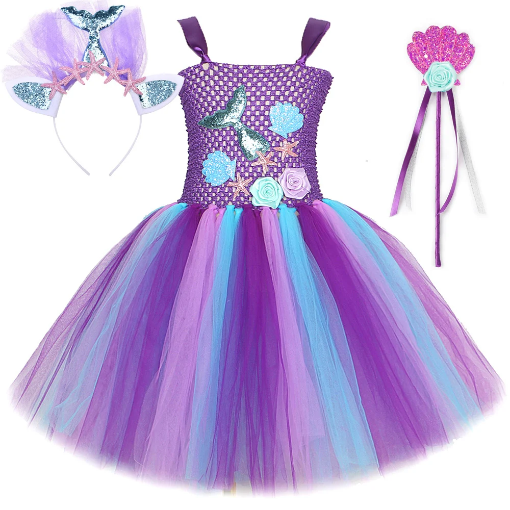 Little Mermaid Costumes for Girls Birthday Party Ballet Tutus Kids Seamaid Princess Dresses Christmas Halloween Fancy Outfits