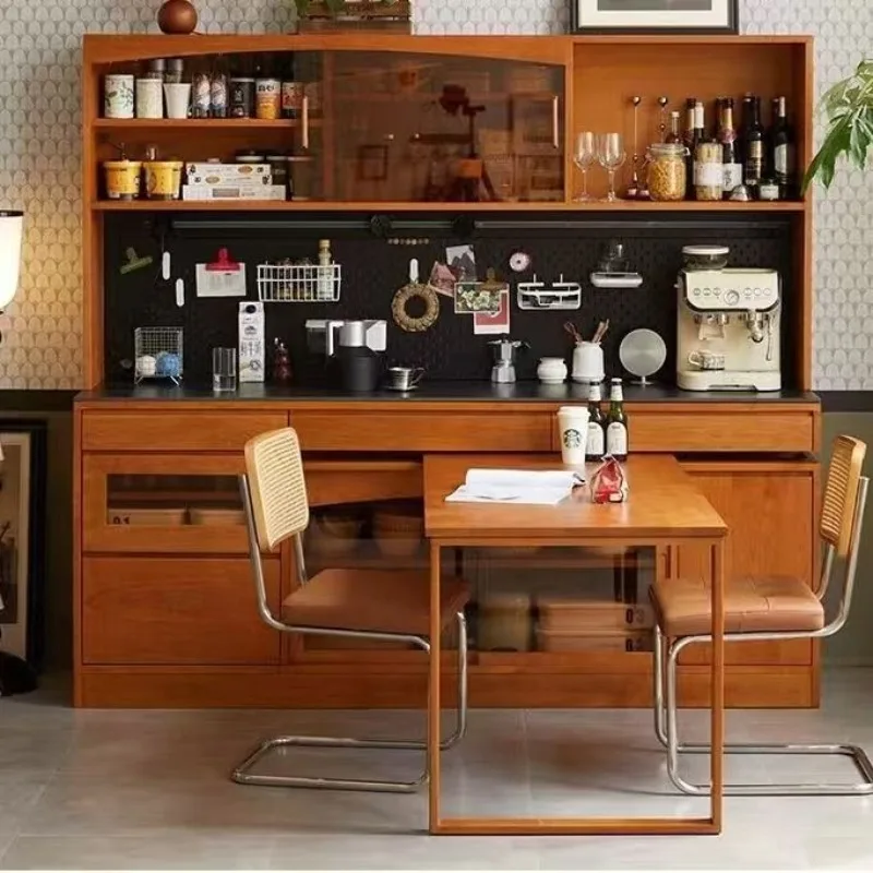 

wood living room cabinet North low cabinet Rock slab dining side cabinet Cherry wood color solid wood coffee cabinet