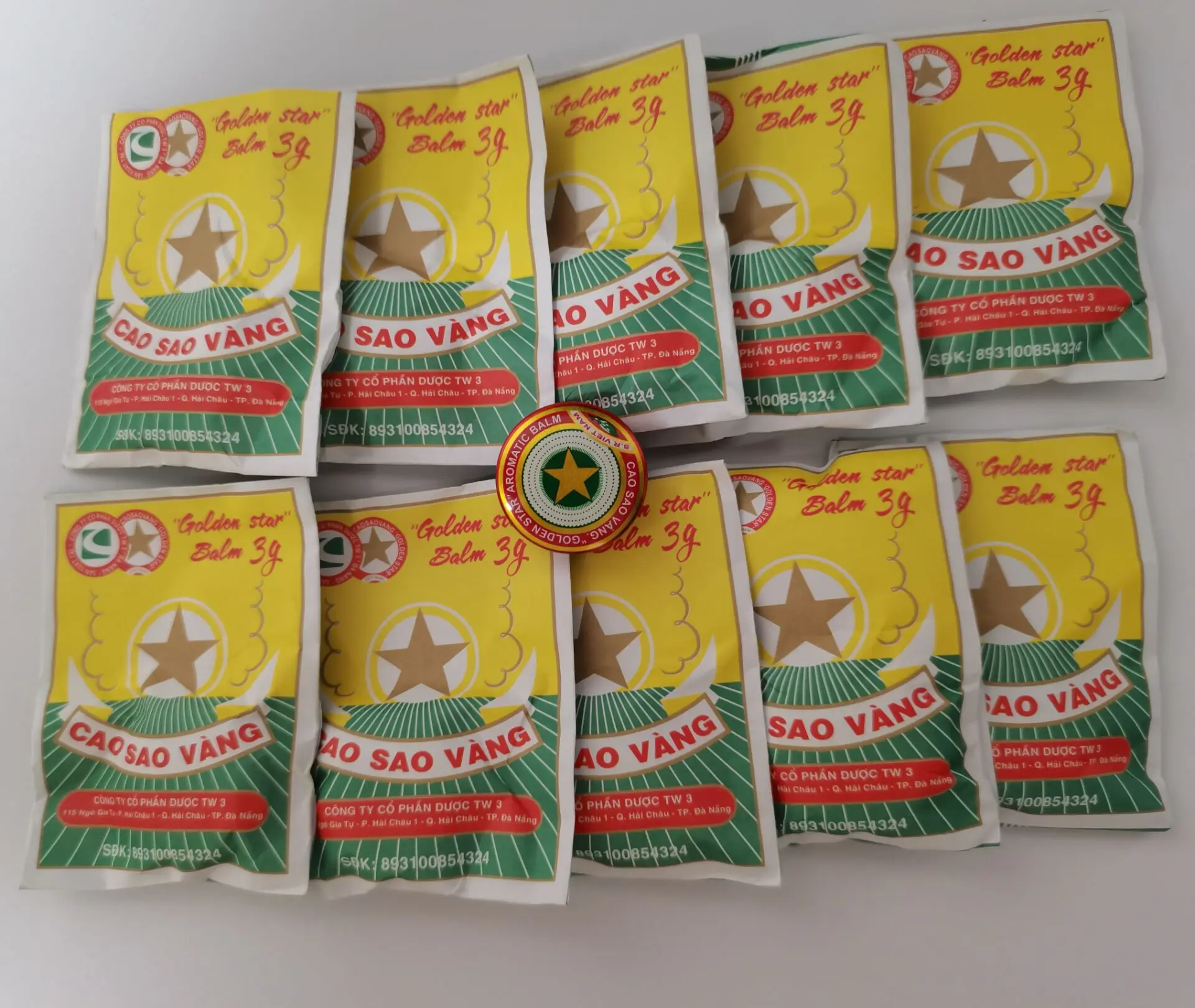10pcs 3g Golden Star Balm Ointment For Headache Dizziness Insect Stings Heat