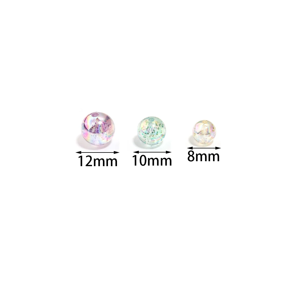 50-100pcs 8 10 12mm Plated Color Acrylic Beads Shiny Mixed Round Loose Beads For Jewelry Making DIY Necklace Bracelet Supplies image 2