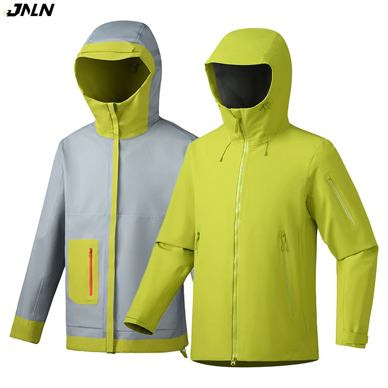 

JNLN Men's Women's Enhanced Waterproof Jackets Outdoor Sports Heat-Sealed Seams Windbreaker Unisex Hiking Climbing Rain Coat